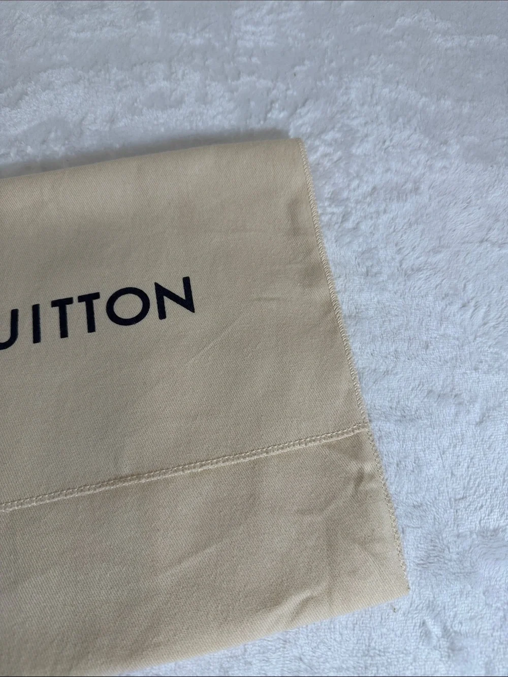 Louis Vuitton Beige Fabric Protective Pouch with Black Logo